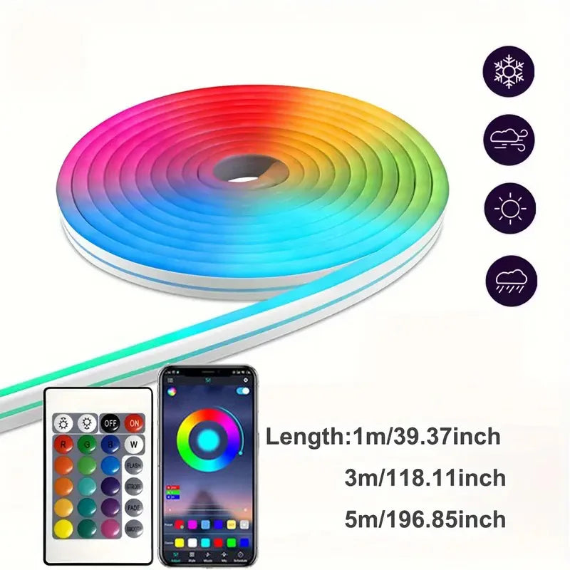 USB RGB Neon LED Strip 1M 2M 3M 5M WiFi 5V RGB Strip Work With Tuya App/Smart Life/Alexa for Game Home Neon Decor Lighting