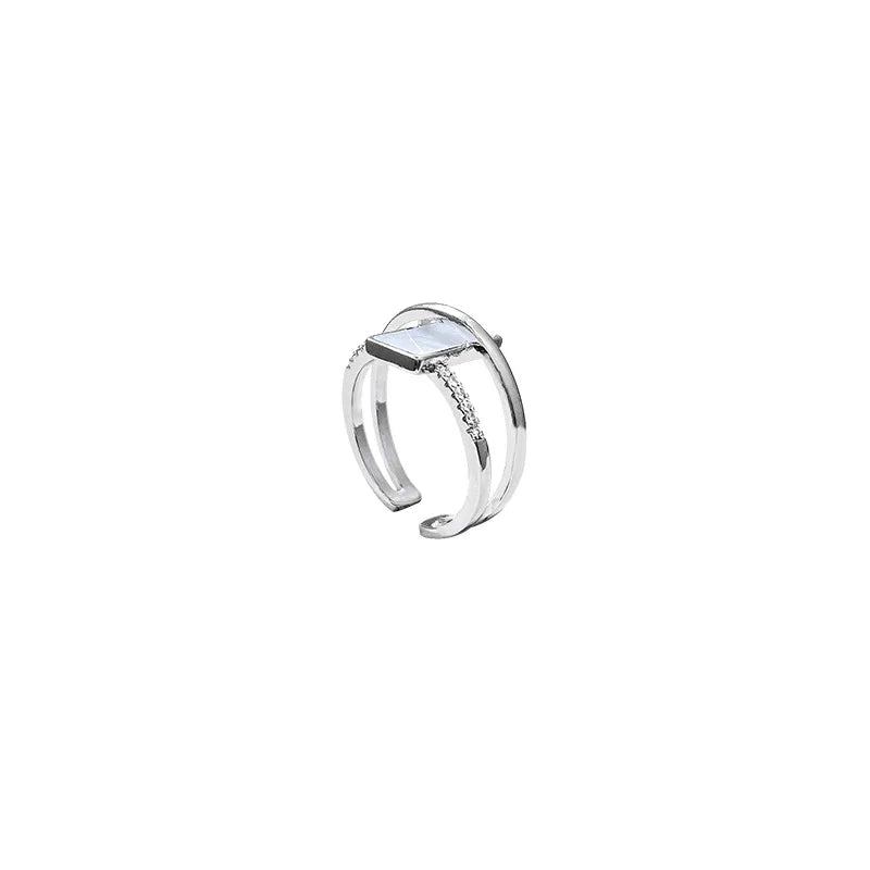 New Trendy Two-color Black Heart Rings For Women Minimalist Aesthetic Drop Of Oil Open Rings Female Metal Punk Party Jewelry